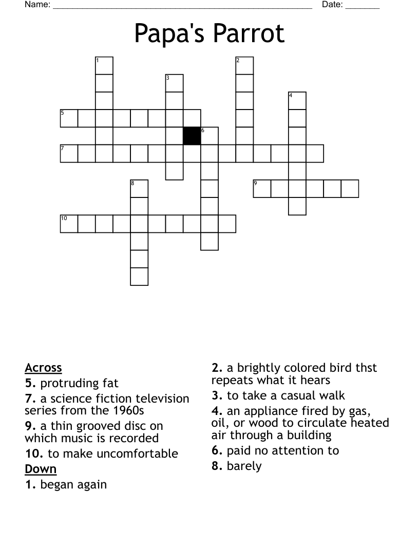 Papa's Parrot Crossword