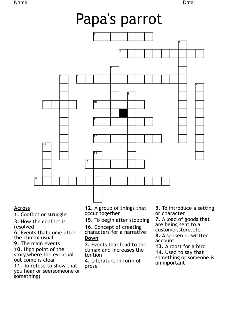 Papa's parrot Crossword