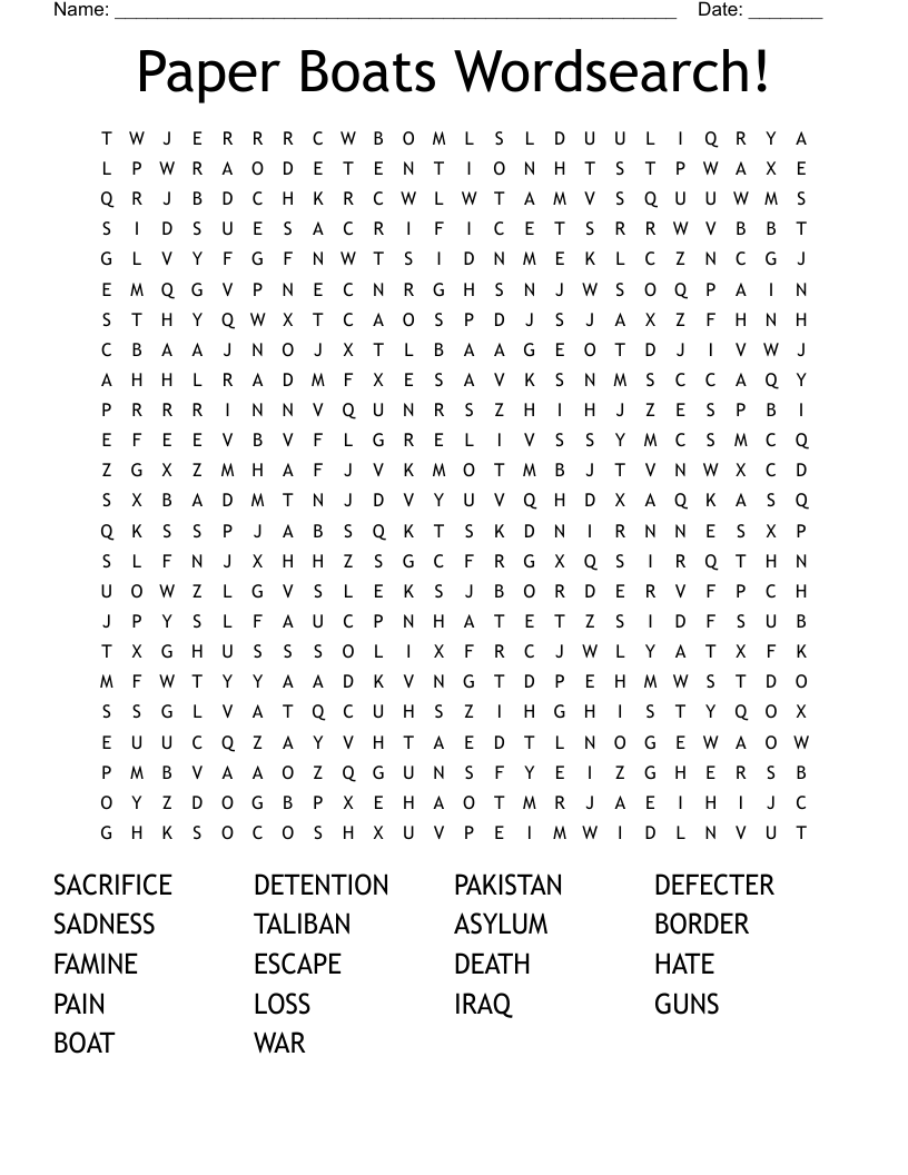 Paper Boats Wordsearch!