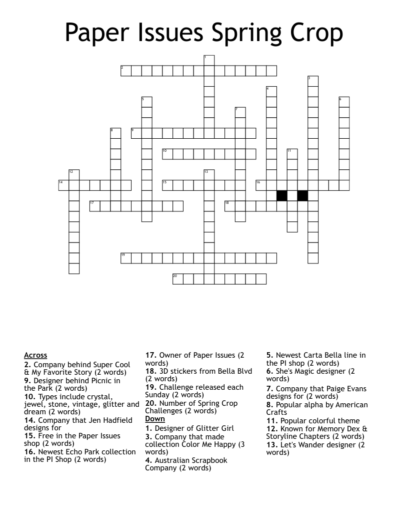 Paper Issues Spring Crop Crossword
