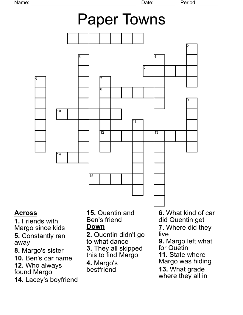 Paper Towns Crossword