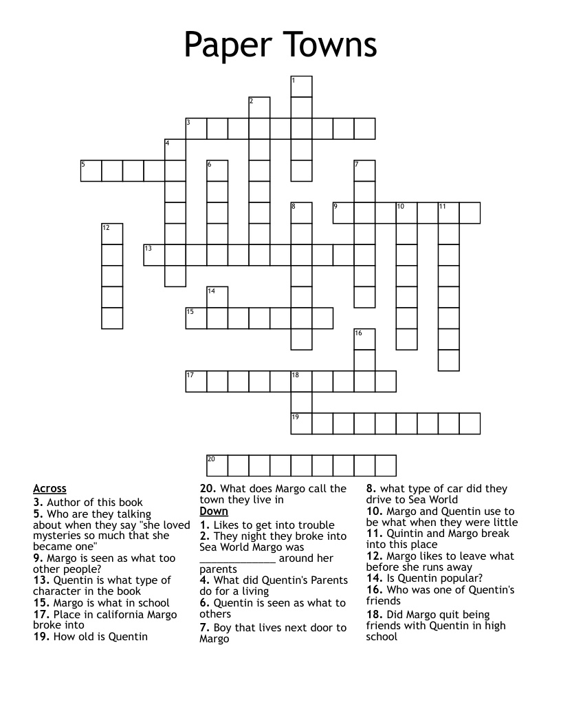 Paper Towns  Crossword