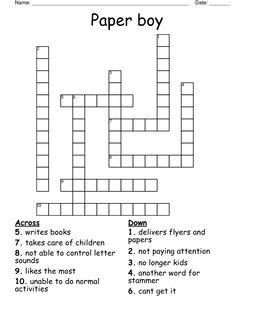 Paper boy Crossword