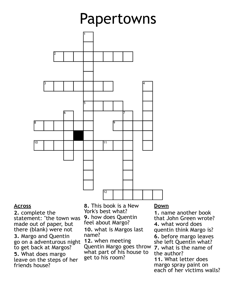 Papertowns Crossword