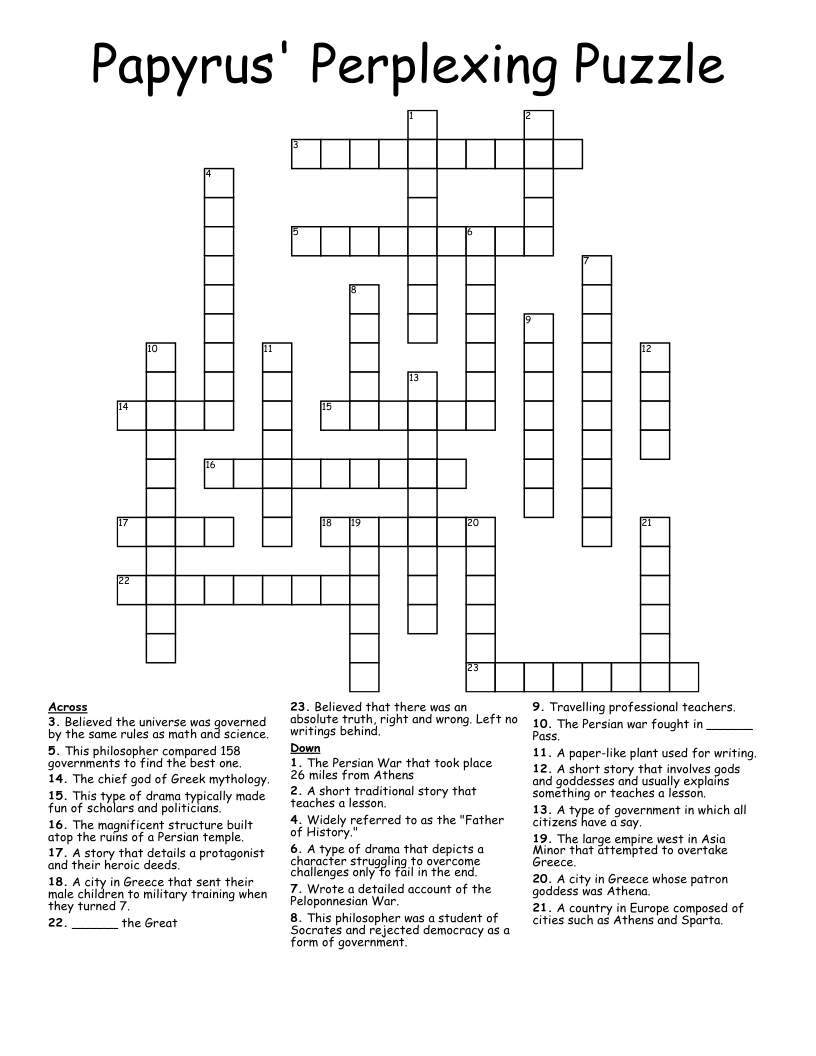 Papyrus' Perplexing Puzzle Crossword