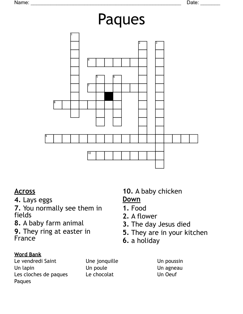 Paques Crossword
