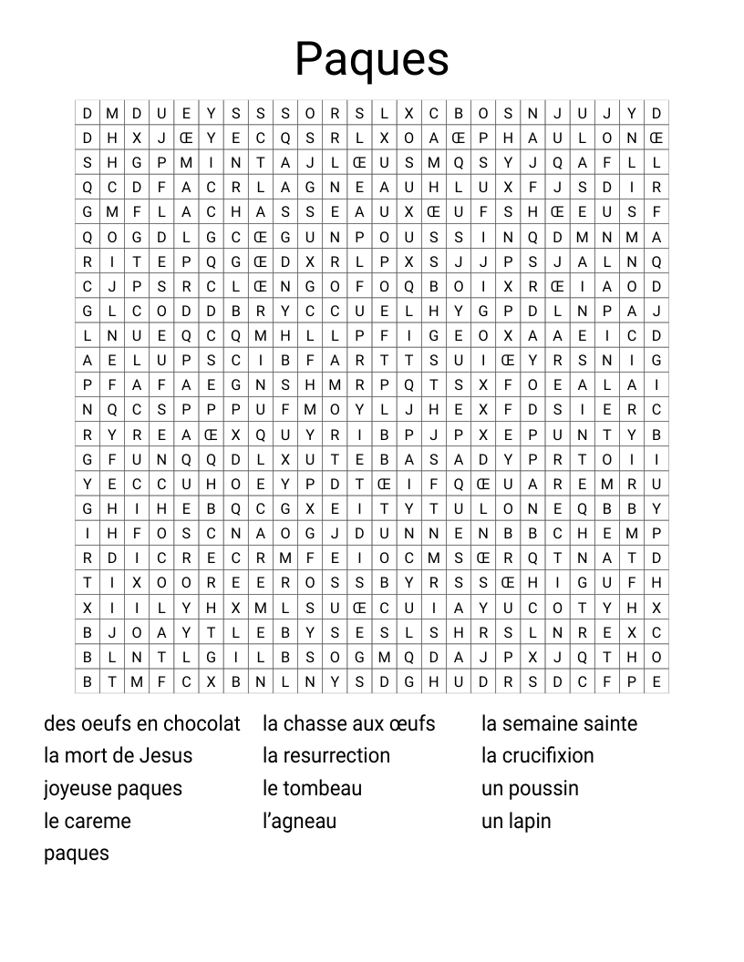 Paques Word Search