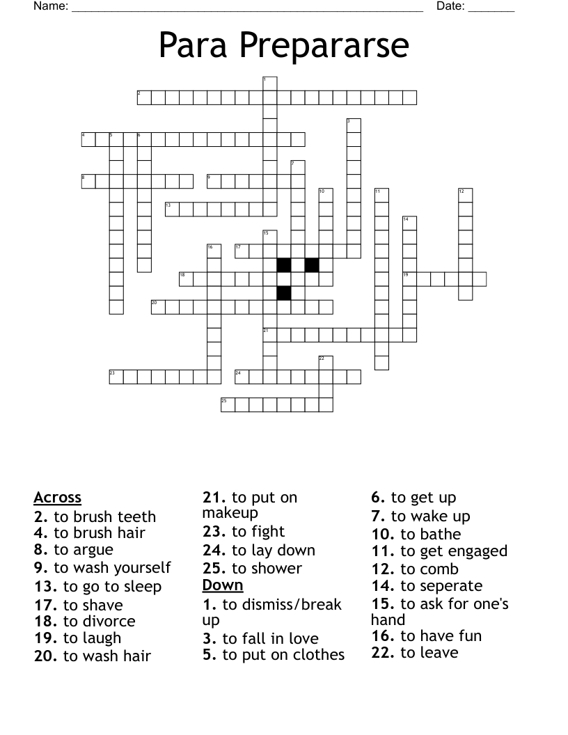 Para Prepararse Crossword