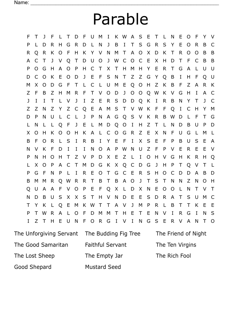 Parable Word Search