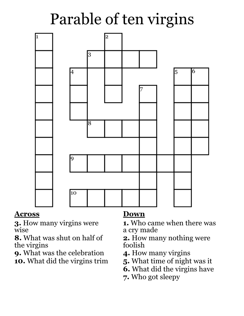 Parable of ten virgins Crossword