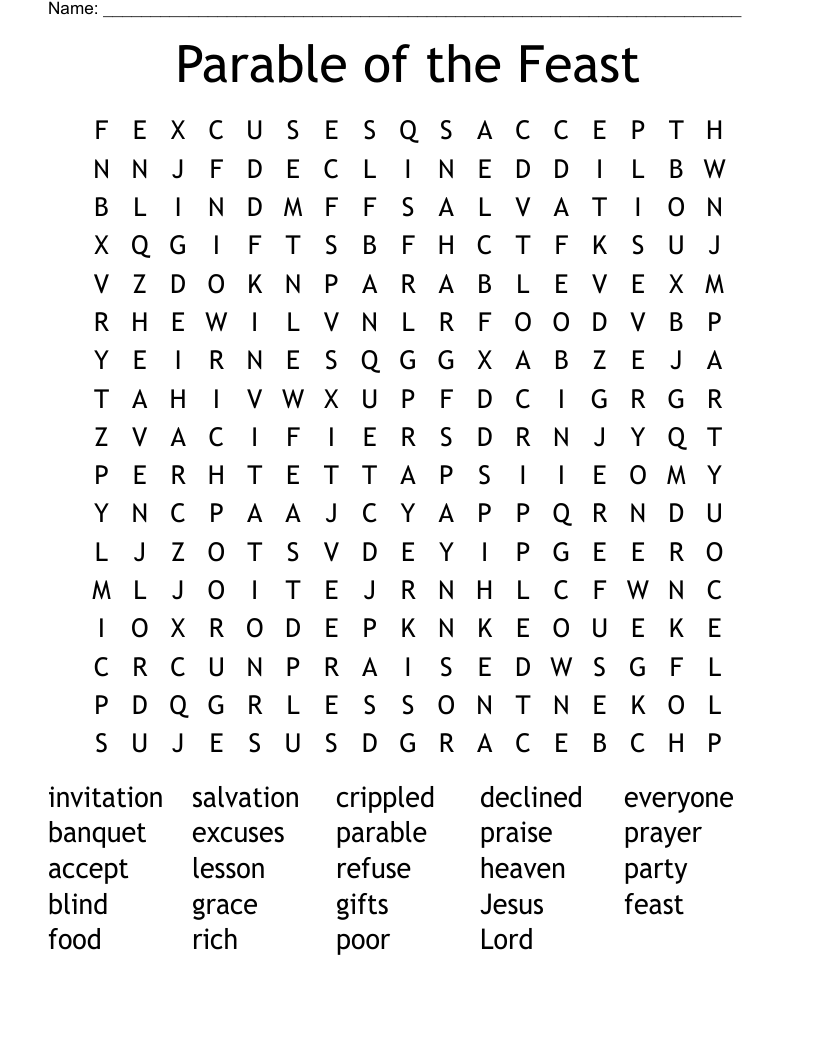 Parable of the Feast Word Search
