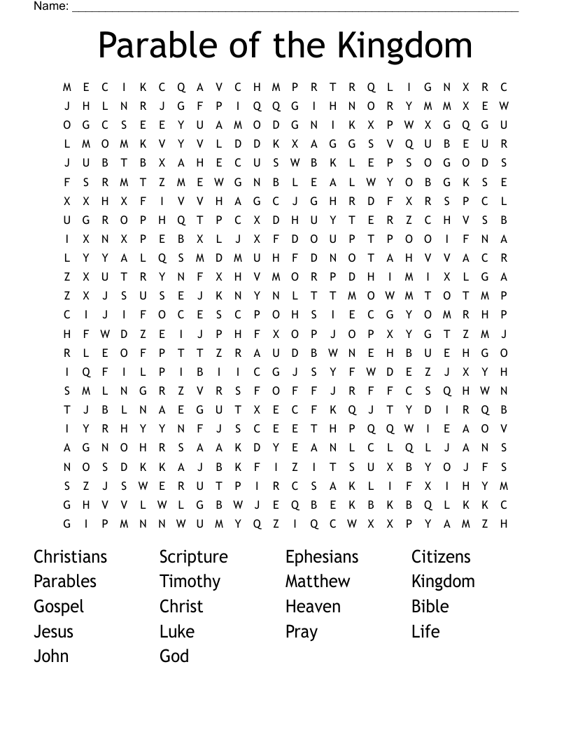 Parable of the Kingdom Word Search