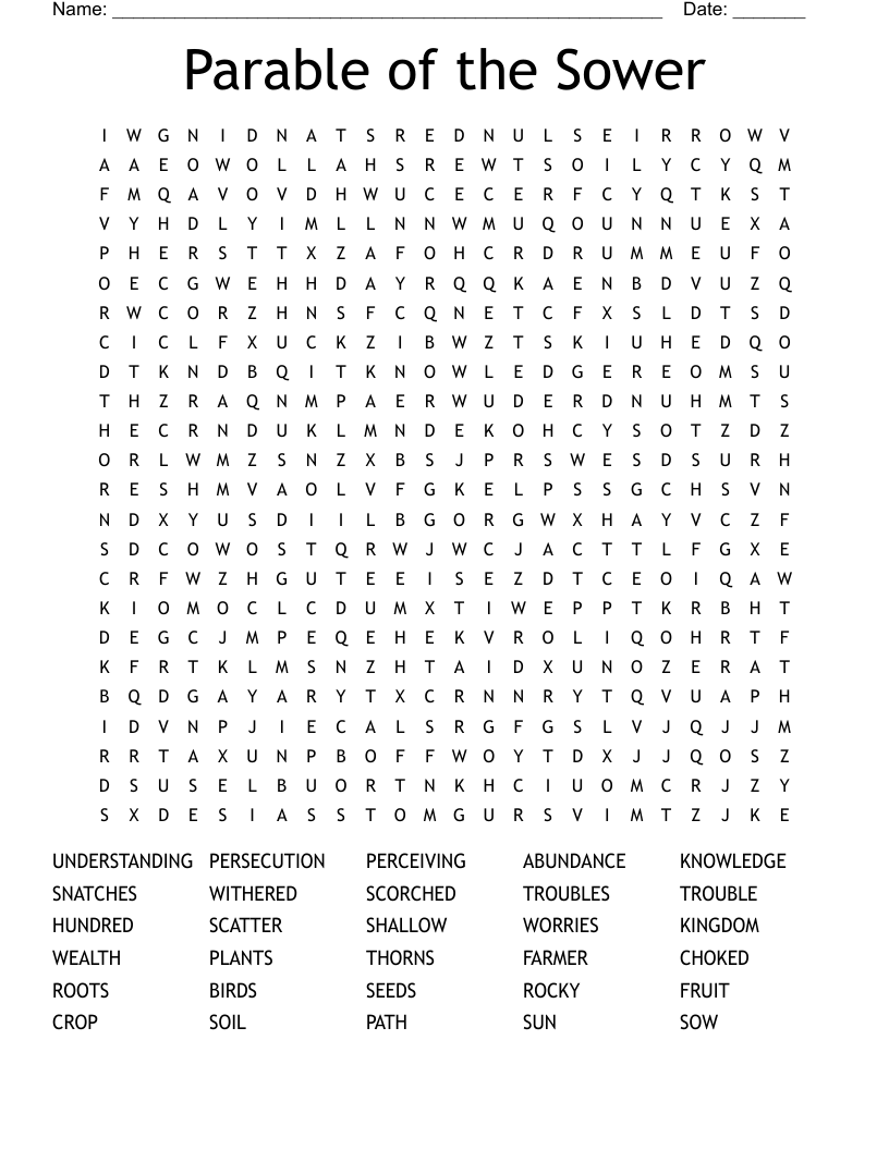 Parable of the Sower Word Search