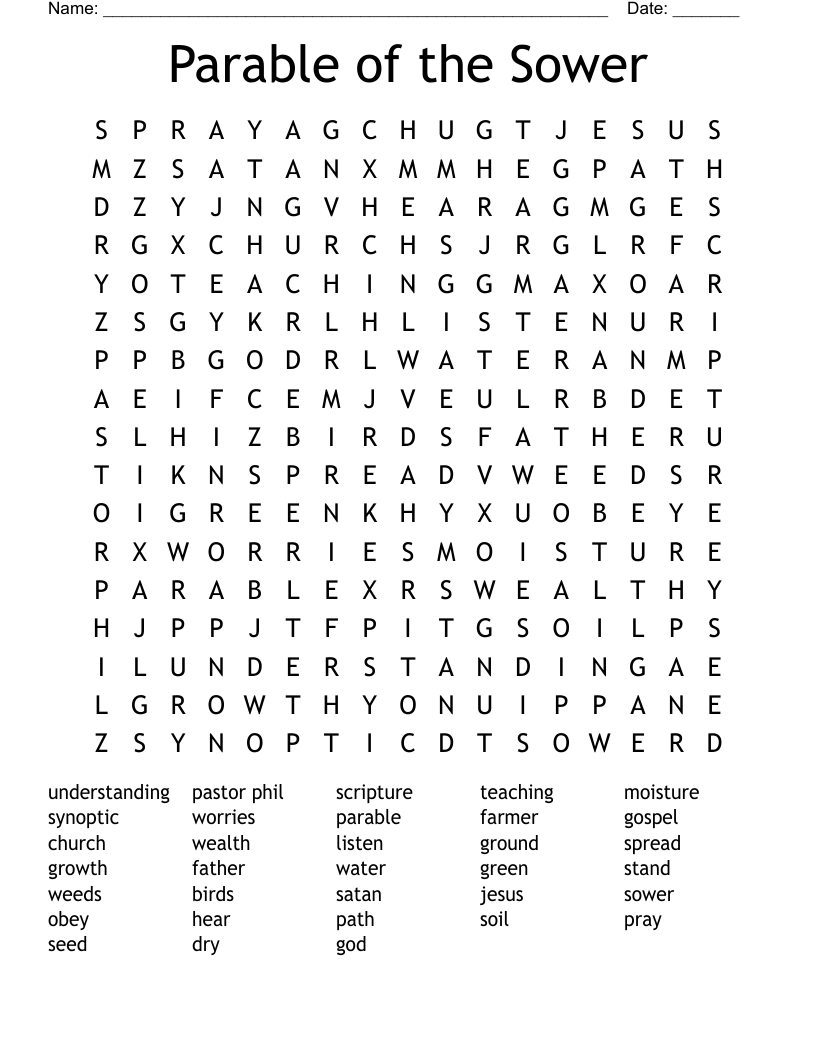 Parable of the Sower Word Search