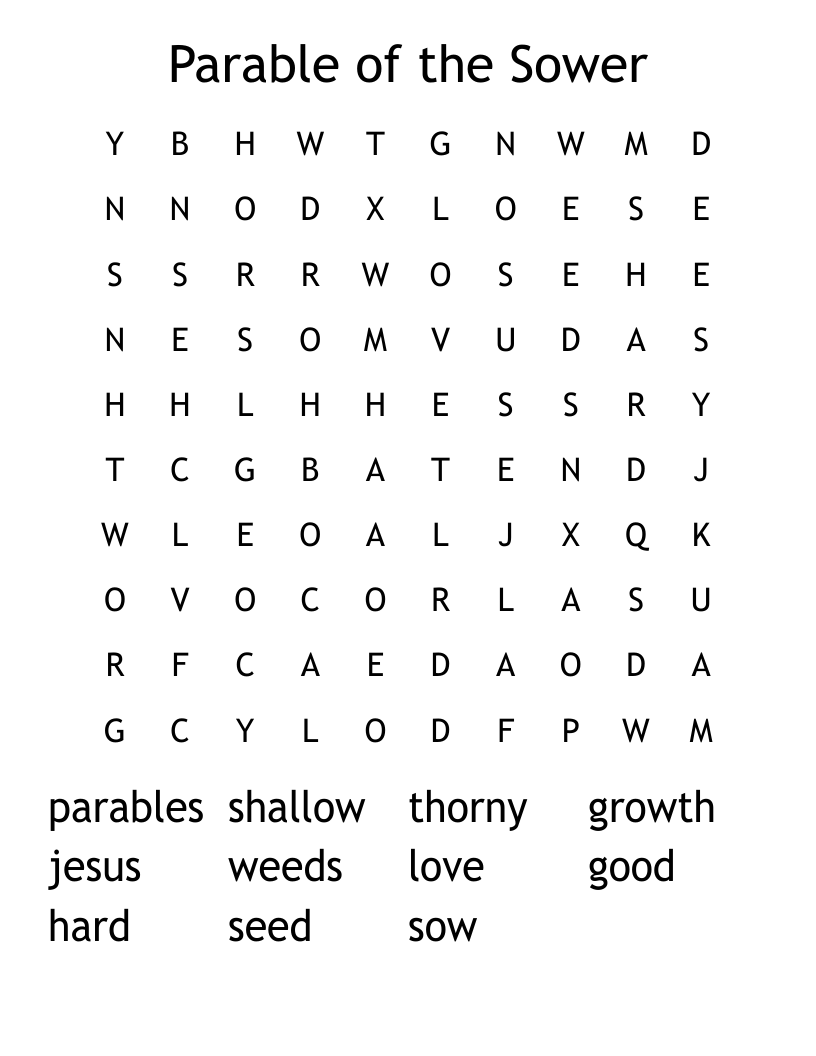 Parable of the Sower Word Search