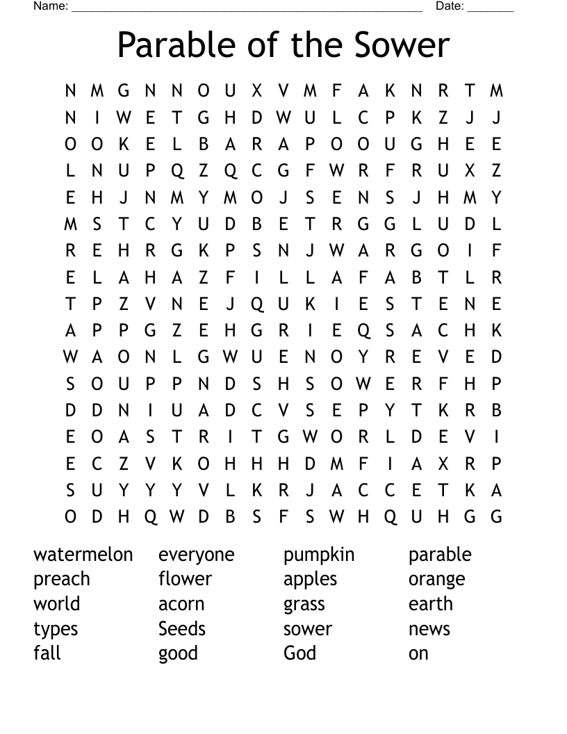 Parable of the Sower Word Search