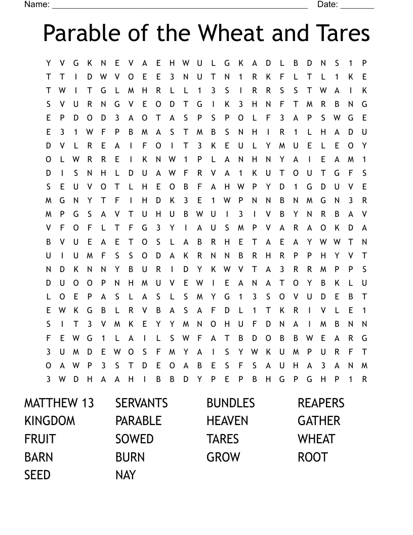 Parable of the Wheat and Tares Word Search