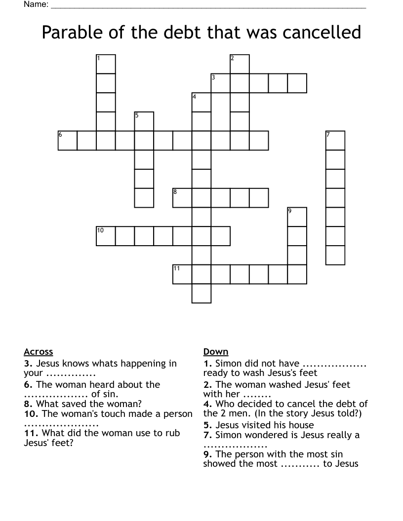 Parable of the debt that was cancelled Crossword