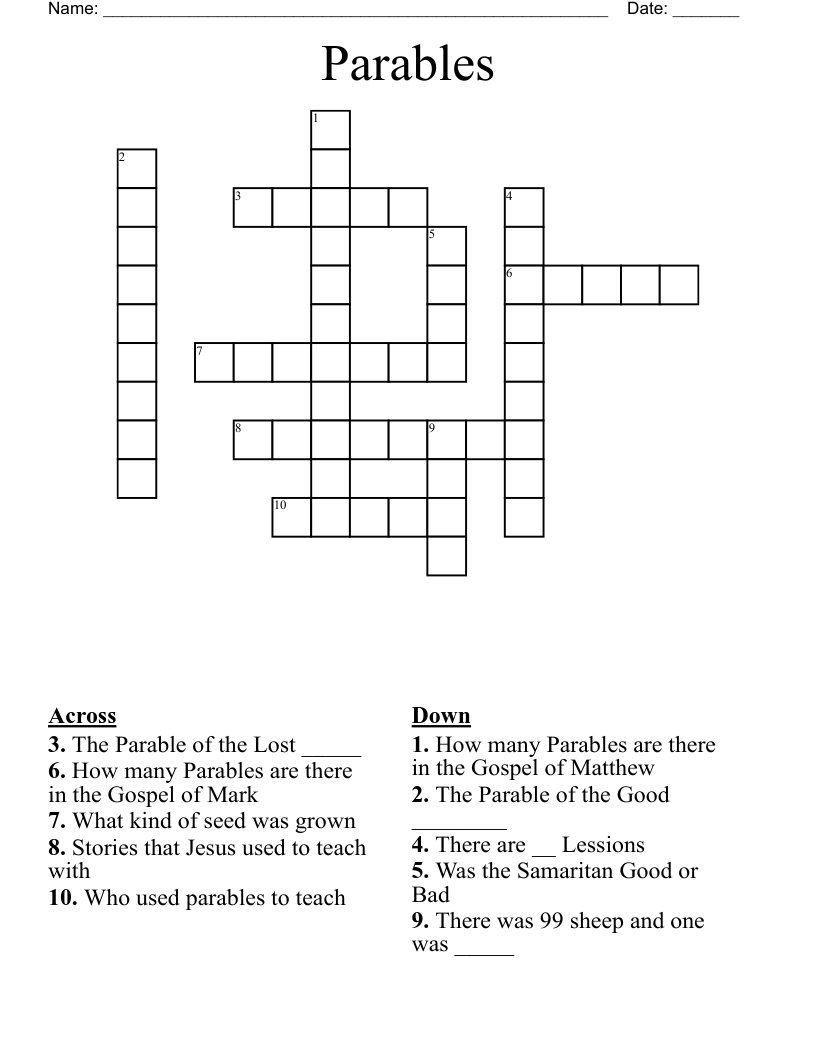 Parables Crossword