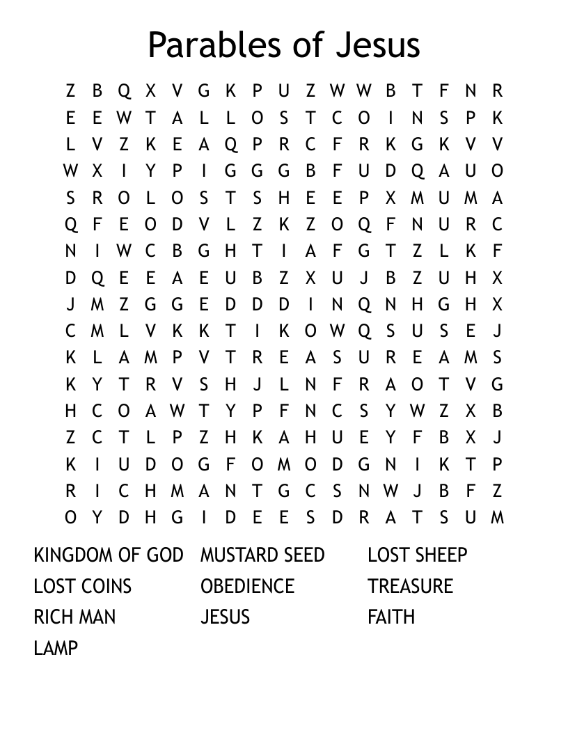 Parables of Jesus Word Search