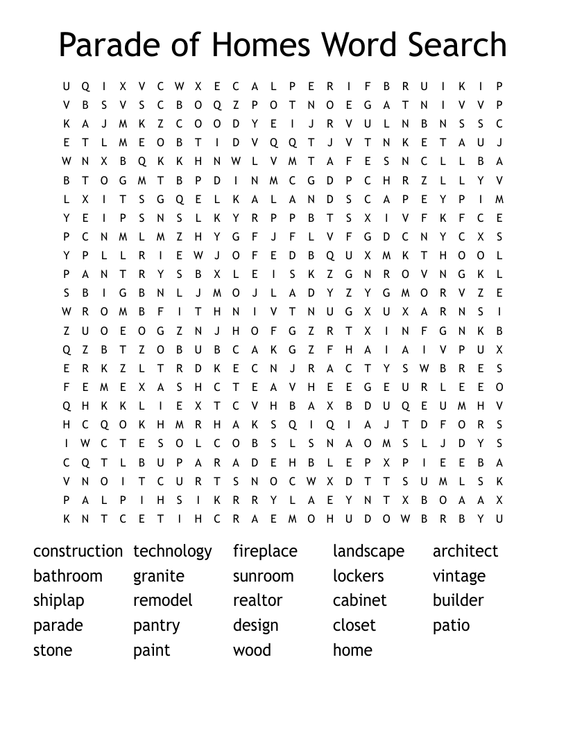 Parade of Homes Word Search