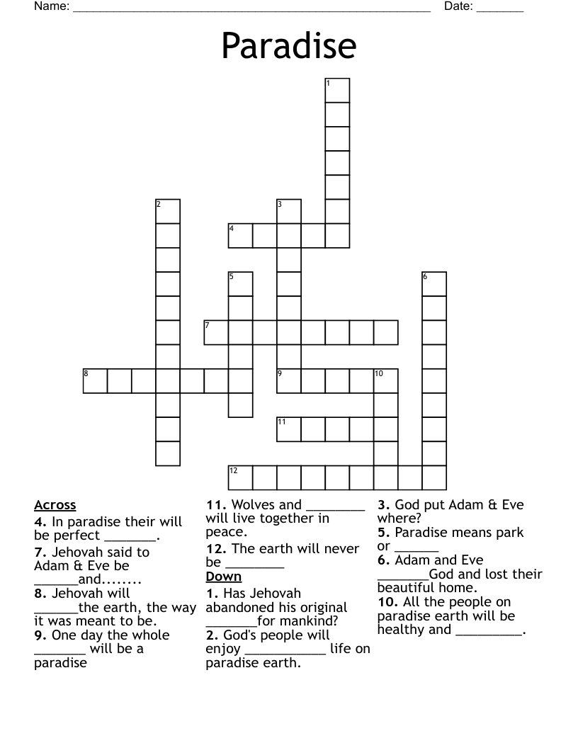 Paradise Crossword