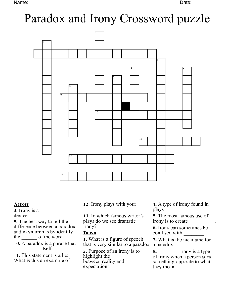 Paradox and Irony Crossword puzzle