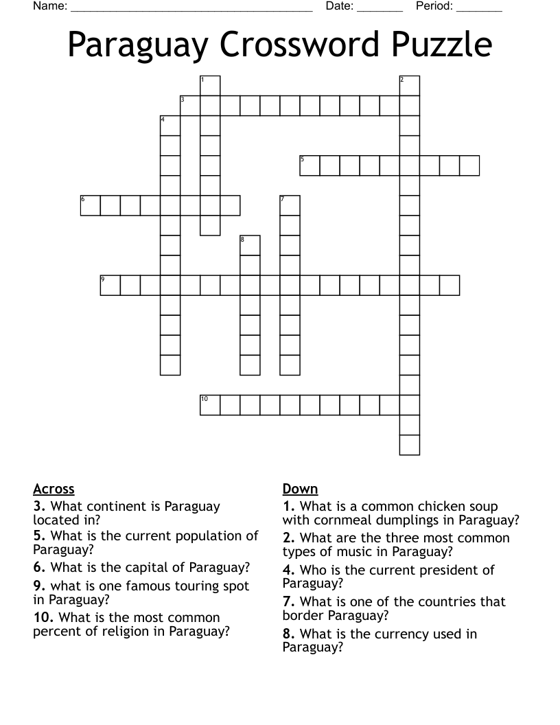 Paraguay Crossword Puzzle