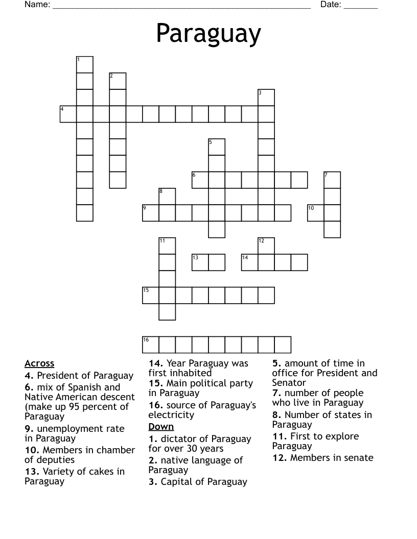 Paraguay  Crossword