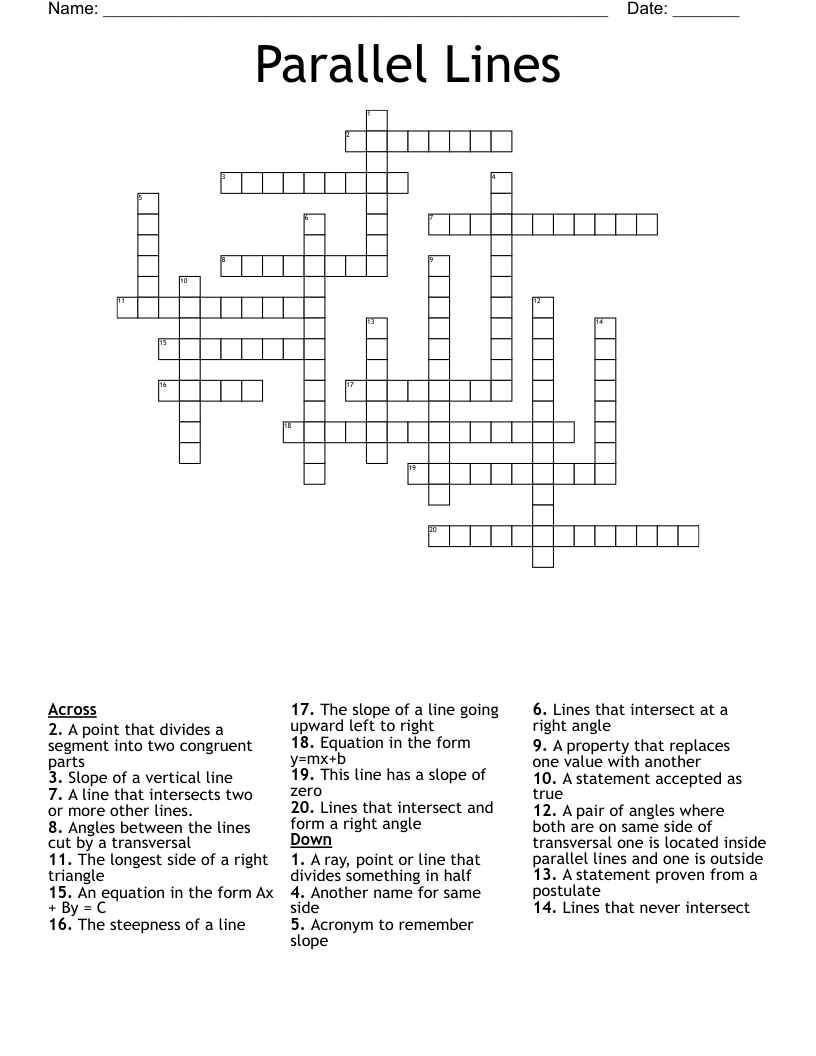 Parallel Lines Crossword