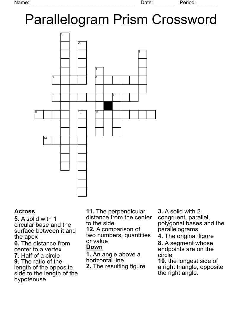 Parallelogram Prism Crossword