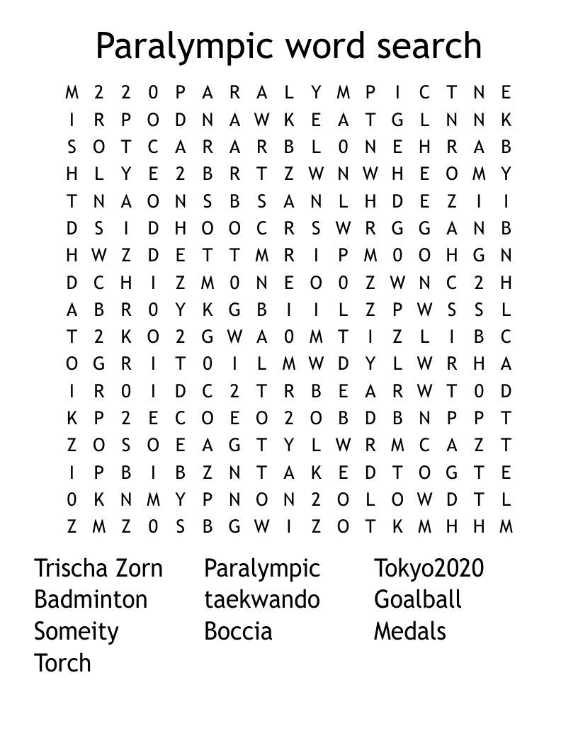 Paralympic word search 