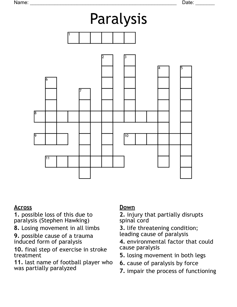 Paralysis Crossword