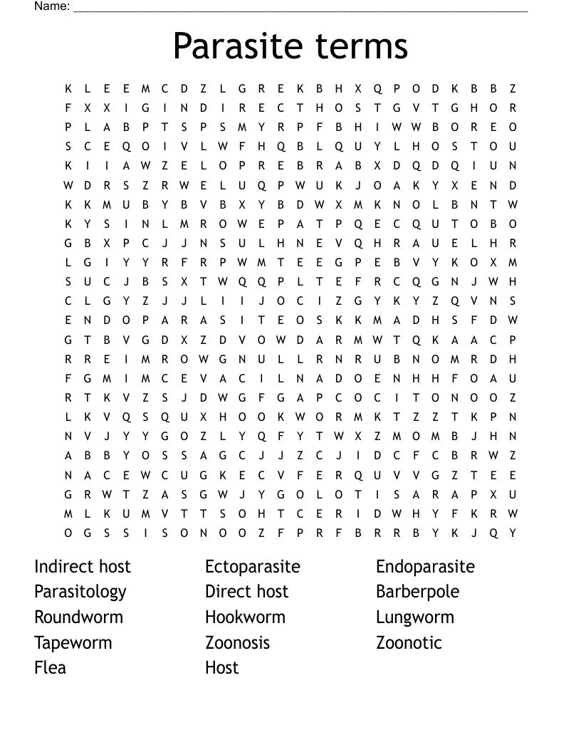 Parasite terms  Word Search