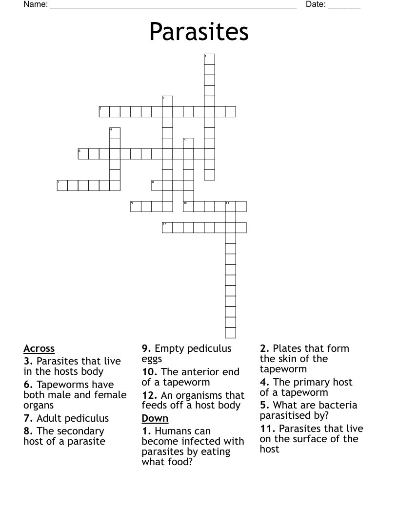 Parasites Crossword