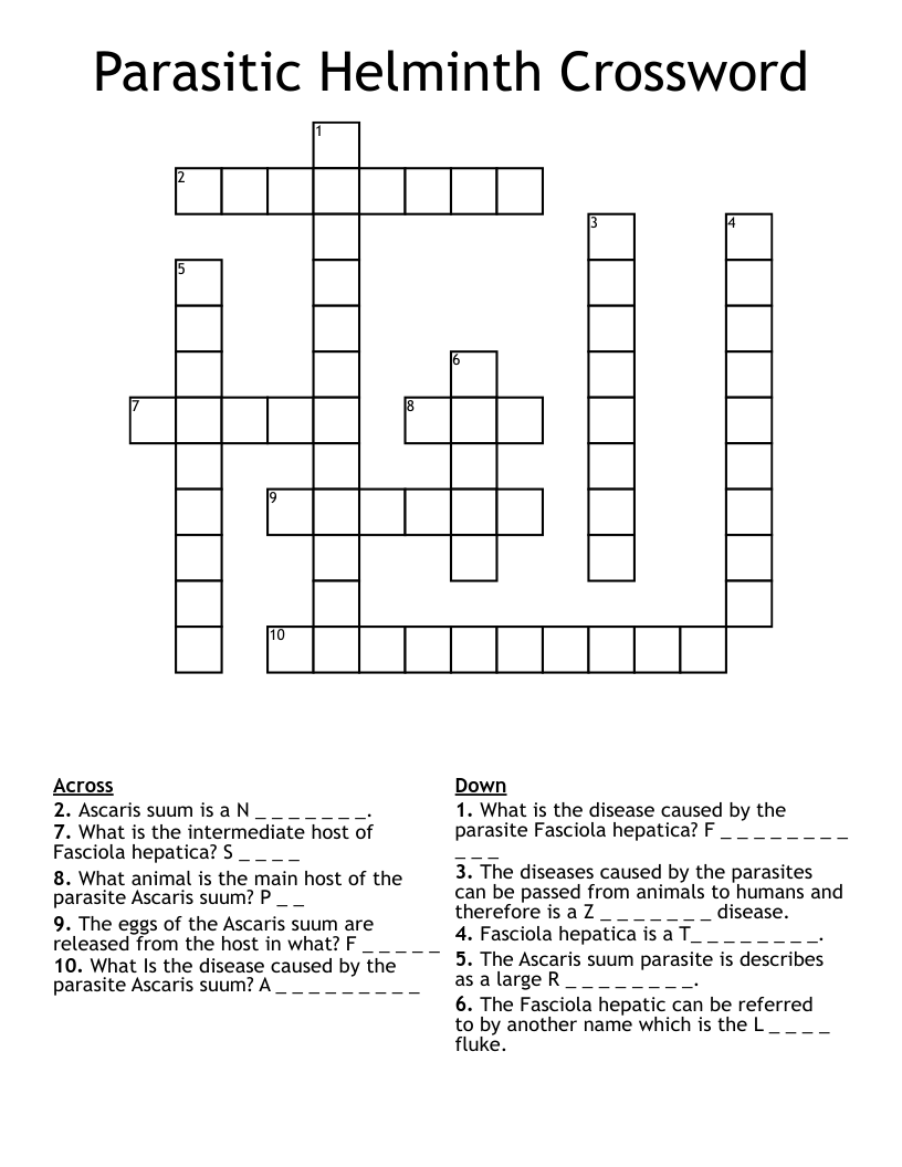 Parasitic Helminth Crossword