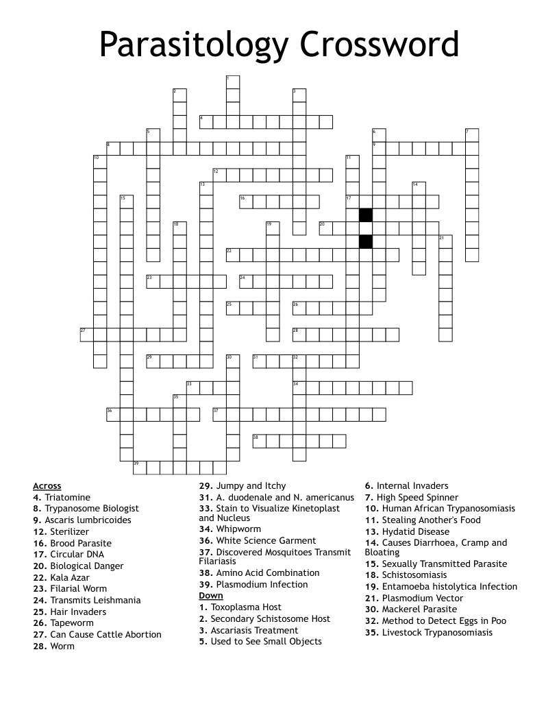 Parasitology Crossword
