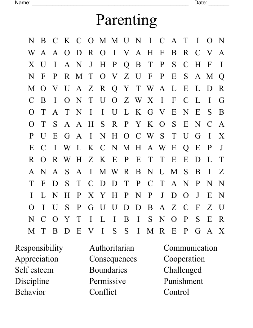 Parenting Word Search