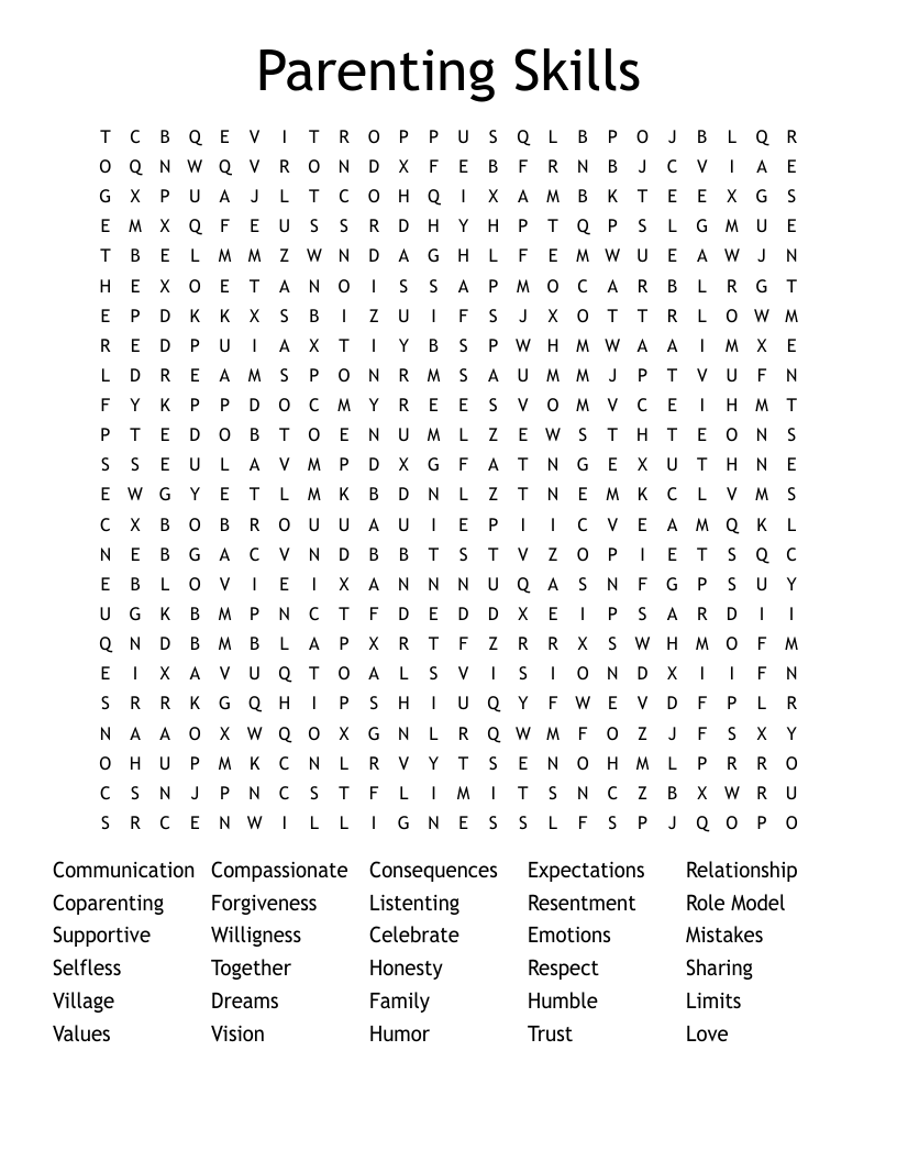 Parenting Skills Word Search