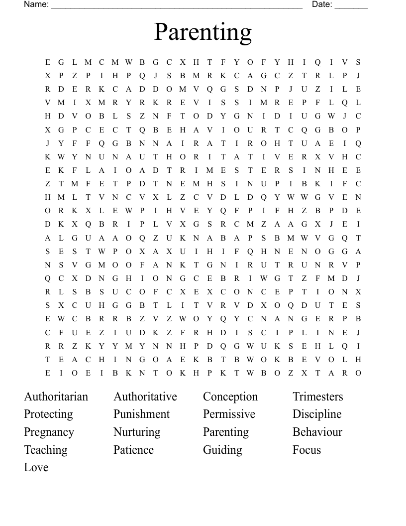 Parenting  Word Search