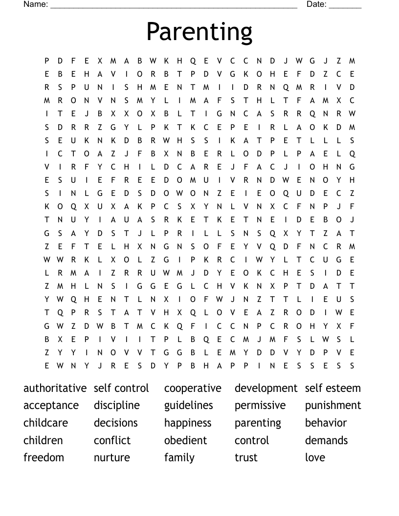 Parenting  Word Search