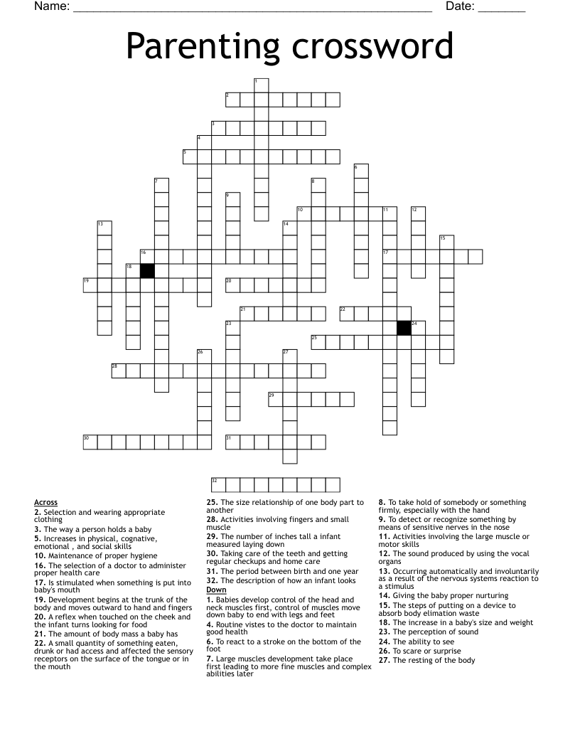 Parenting crossword 