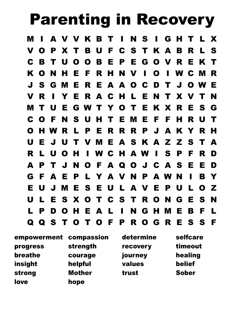 Parenting in Recovery Word Search