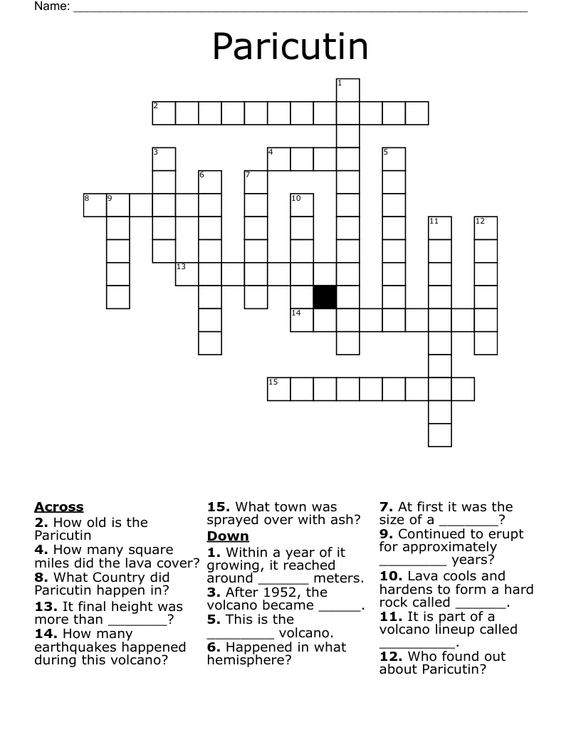 Paricutin Crossword
