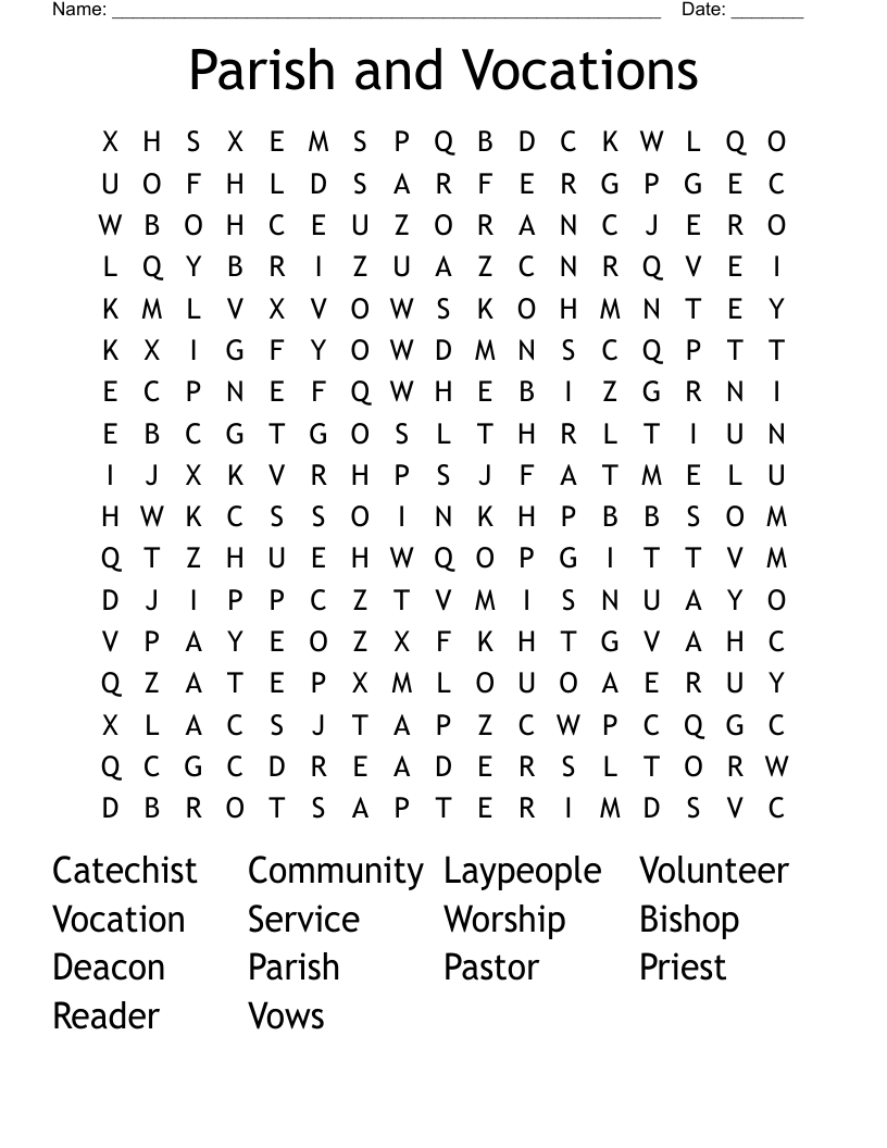 Parish and Vocations Word Search