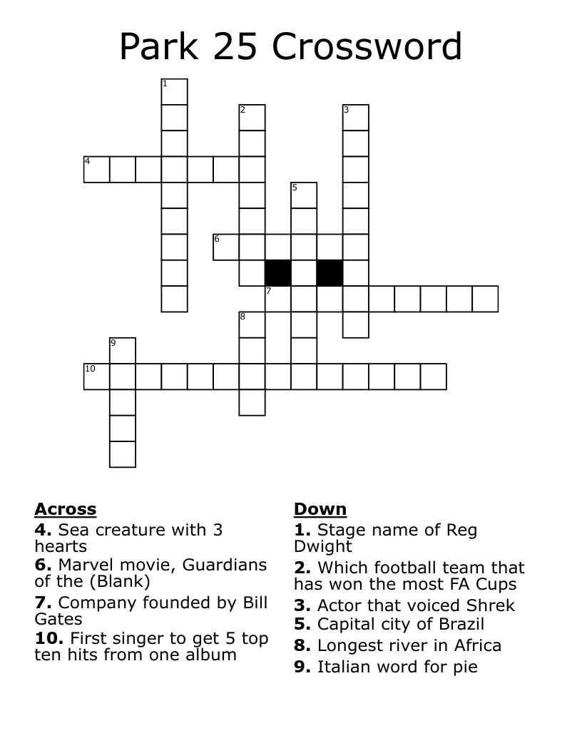 Park 25 Crossword