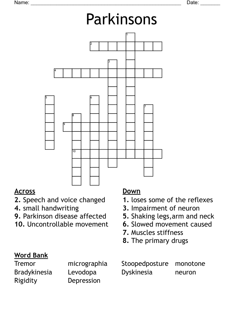 Parkinsons Crossword
