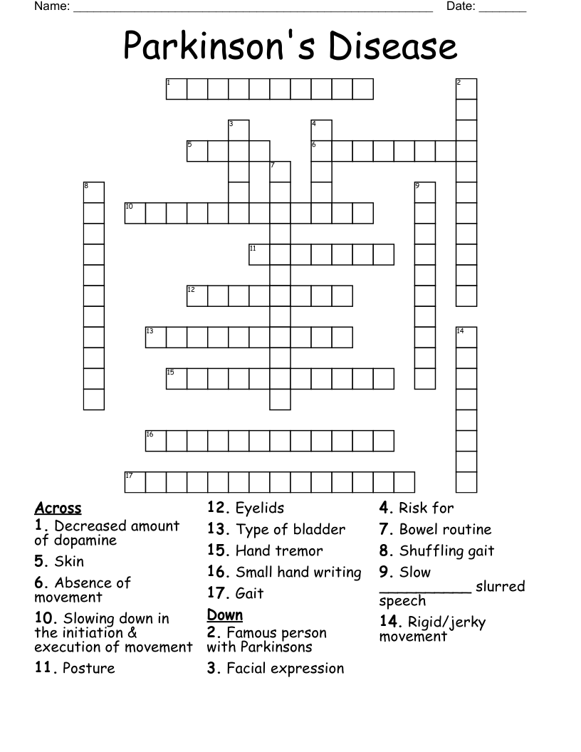 Parkinson's Disease Crossword