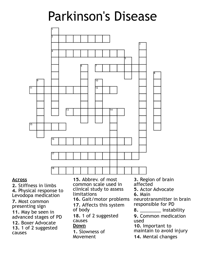 Parkinson's Disease Crossword