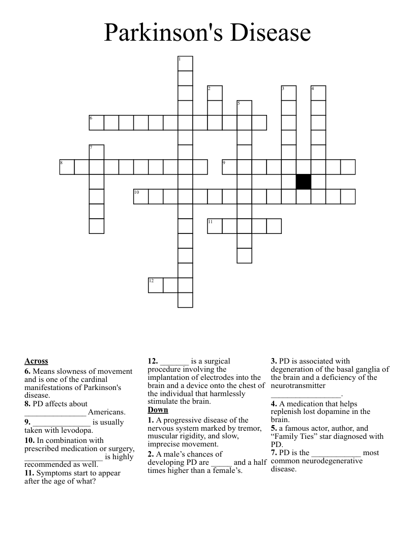 Parkinson's Disease Crossword